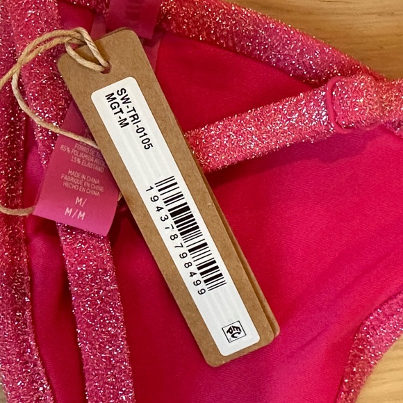 NWT SKIMS glitter Tanga triangle bikini top magenta pink medium - Picture 5 of 5